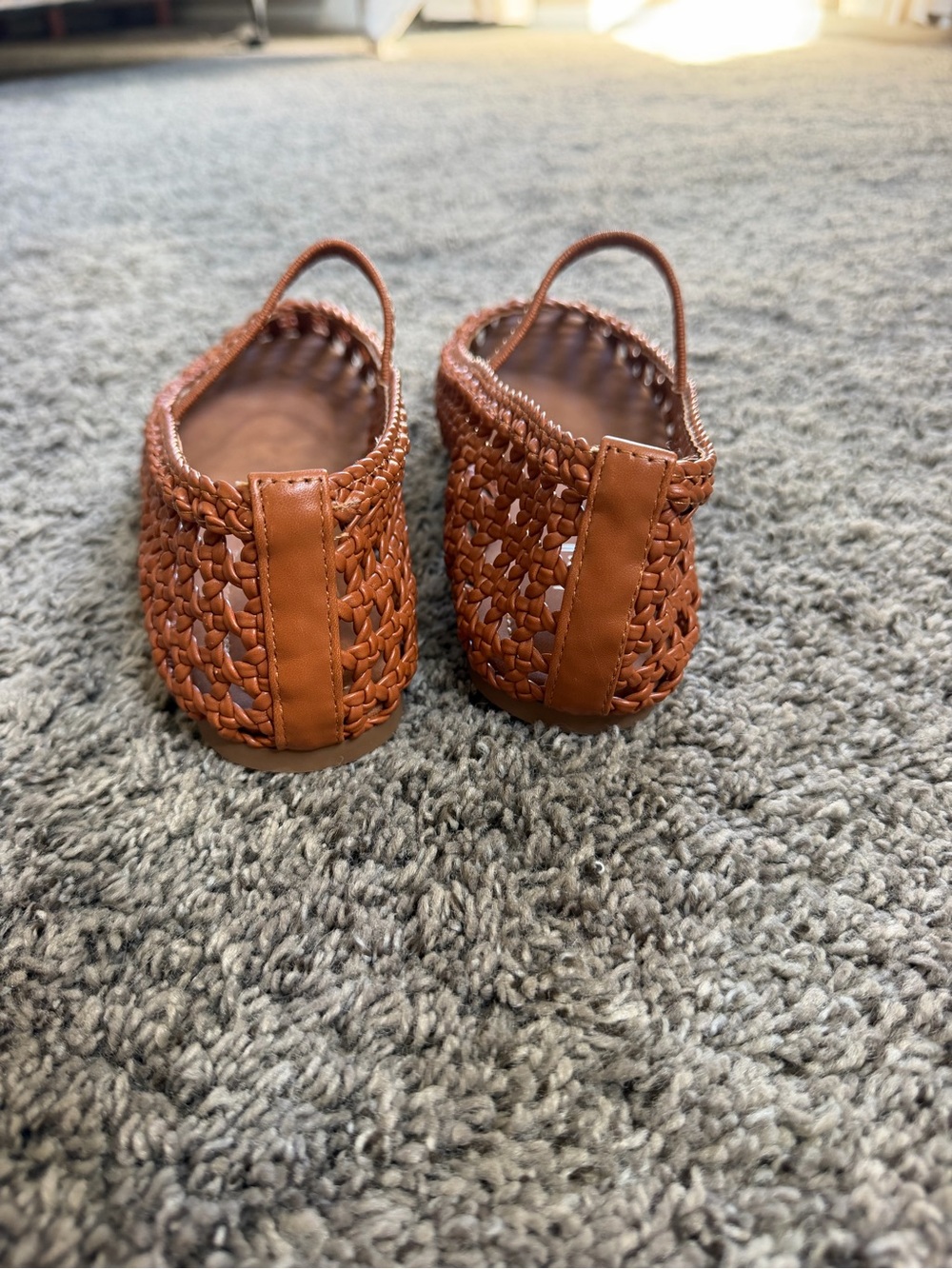 Woven Mary Jane Flats in Cognac Brown - Picture 7 of 7